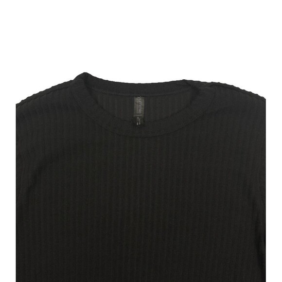 Yummie Wide Rib Soft Long Sleeve Cozy Lounge Layering Top Black L - Picture 2 of 10